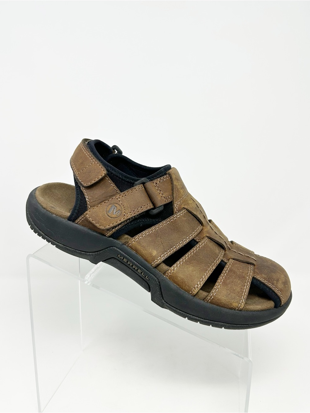 Merrell Men's Fisherman Sandals Brown Closed Toe Hook & Loop Outdoor Size 8